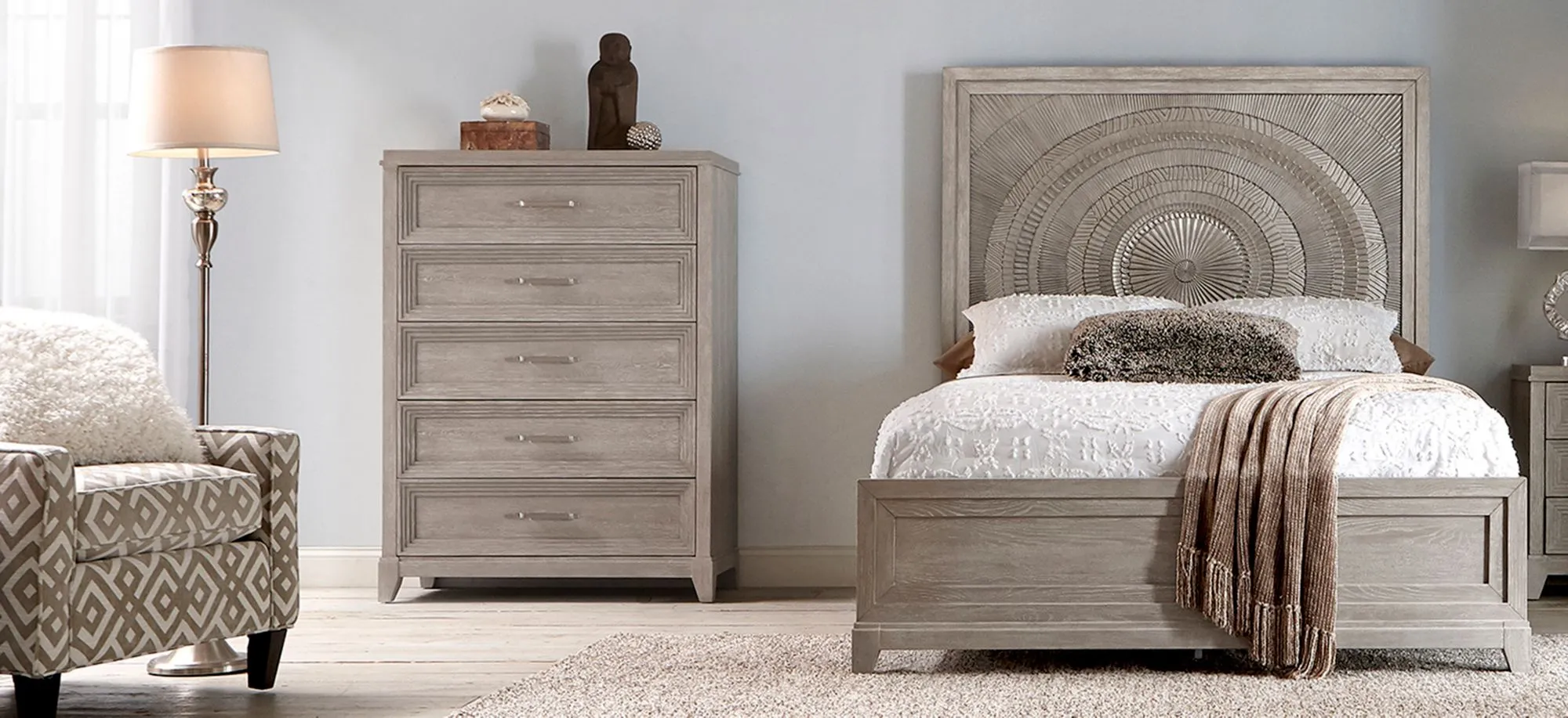 Liberty Furniture Montara Bedroom Chest in Washed Taupe Silver Champagne by Liberty Furniture